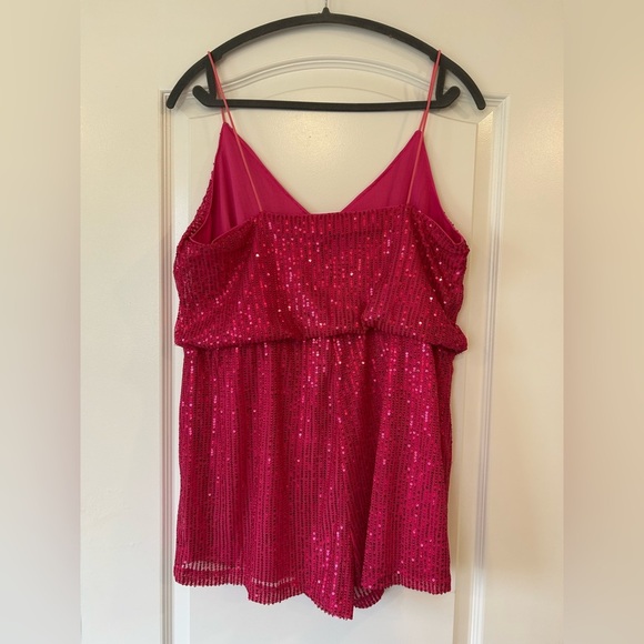 EUC SHENHE Women's Sequin V Neck Sleeveless Spaghetti Strap Cami Romper Jumpsuit - Picture 6 of 8
